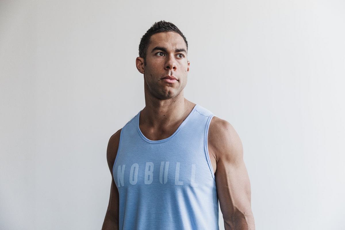 Nobull Men\'s Tank Tops Blue | Australia (IW8031)